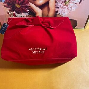 Victoria's Secret Red Cosmetic Bag Durable Fabric